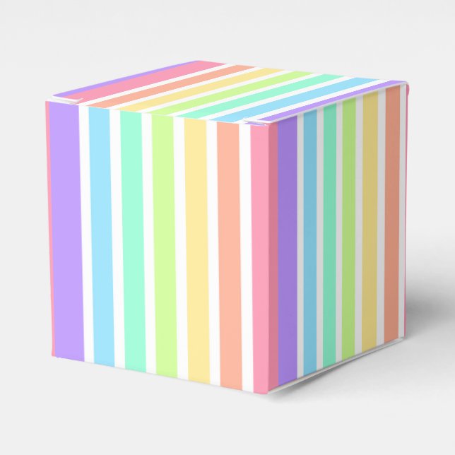 Caja Para Regalos Arcoiris de bblegum y rayas blancas (Costado Anverso)