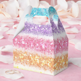 Caja Para Regalos Arcoíris de purpurina pastel