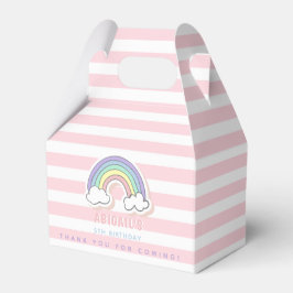 Caja Para Regalos Arcoiris lindo - Niños rayados rosados pasteles Cu