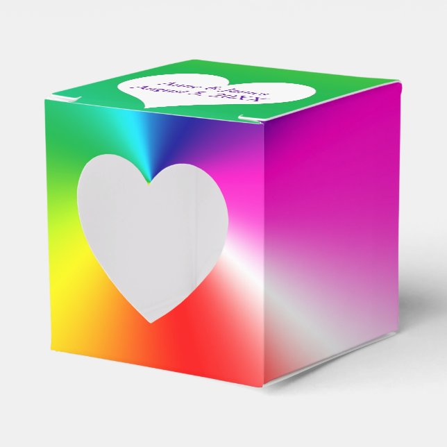 Caja Para Regalos Arcoiris neón con corazón (Anverso)