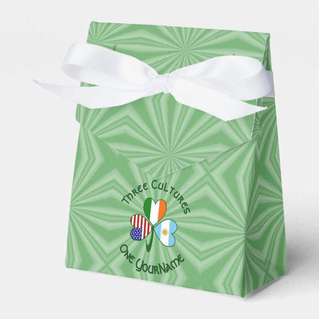 Caja Para Regalos Argentina Irlanda Estados Unidos Bandera Shamrock  (Front Side)