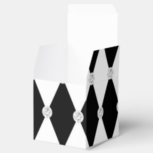 Caja Para Regalos Arlequín Forma de Diamante Rombo Blanco Negro