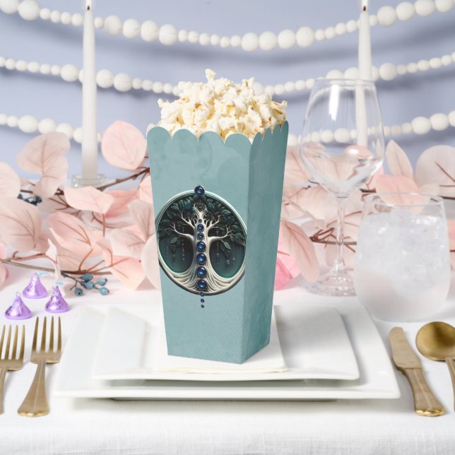 Caja Para Regalos Armonía en el verde azulado árbol místico de la vi (Boda)