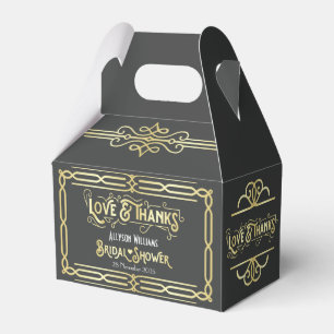 Caja Para Regalos Art Deco Boda Amor y Gracias Favor Azul Oro