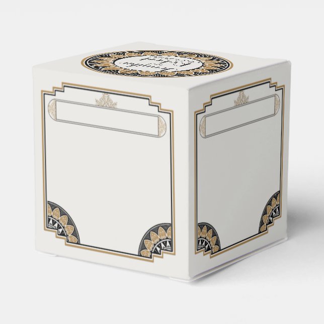 Caja Para Regalos Art Deco Gold Posh Wedh Favor Box (Reverso Costado)