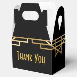 Caja Para Regalos Art Deco Negro y Oro Gracias Gatsby Boda
