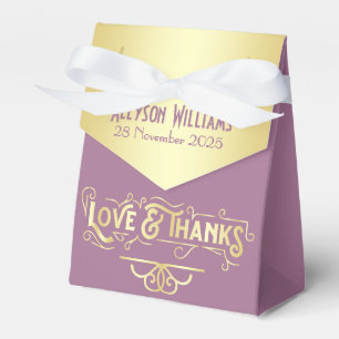 Caja Para Regalos Art Decó Nodal Shower Gold Lilac Amor y Gracias