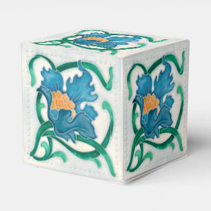 Caja Para Regalos Art Nouveau Floral Majolica Faux Relief