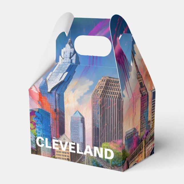 Caja Para Regalos Arte abstracto de Cleveland Skyline (Front Side)