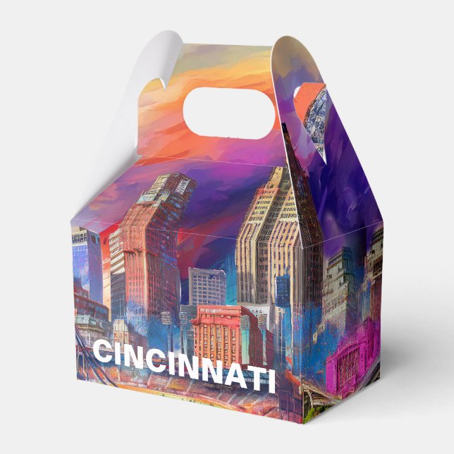 Caja Para Regalos Arte abstracto del horizonte de Cincinnati (Front Side)