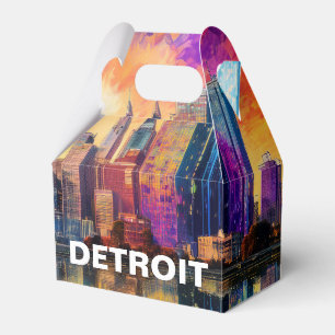 Caja Para Regalos Arte abstracto del horizonte de Detroit