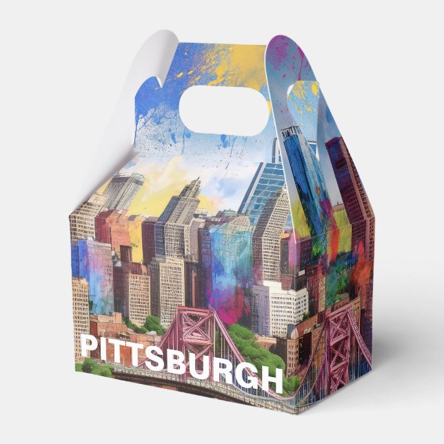 Caja Para Regalos Arte abstracto del horizonte de Pittsburgh (Front Side)