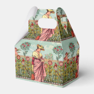Caja Para Regalos Arte Antiguo Mujer Flor Creciente Jardín