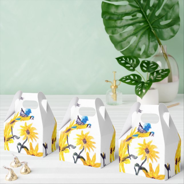 Caja Para Regalos Arte de pájaro floral, girasoles amarillos (Múltiple)