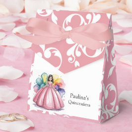 Caja Para Regalos Arte de traje de bola rosa de Quinceañera