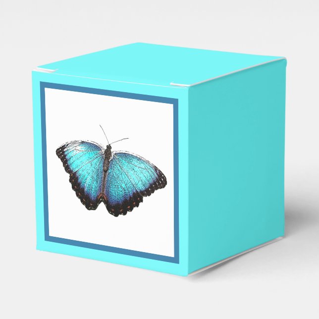 Caja Para Regalos Arte natural de mariposa azul, Ilustracion de foto (Costado Anverso)