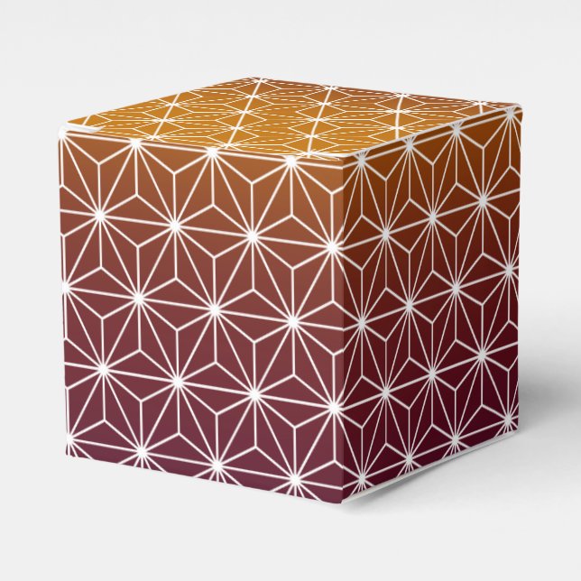 Caja Para Regalos Asanoha Tradicional japonés Imprimir Borgoña y Oro (Costado Anverso)