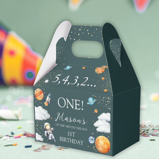 Caja Para Regalos Astronauta del Espacio Verde Cumpleaños 1 (Subido por el creador)