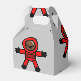 Caja Para Regalos Astronautas rojos sobre gris