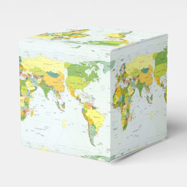 Caja Para Regalos Atlas del País del Mapa Mundial (Costado Anverso)