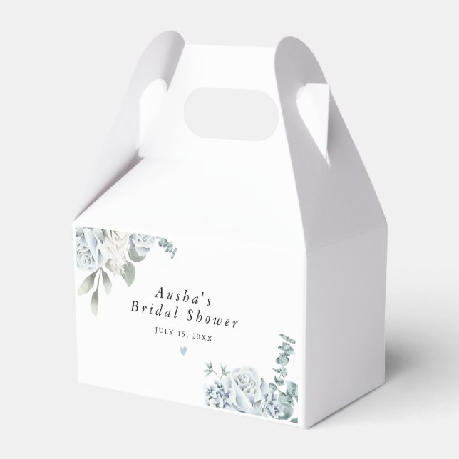 Caja Para Regalos AUSHA Dusty Blue Floral Boy Baby Shower (Front Side)