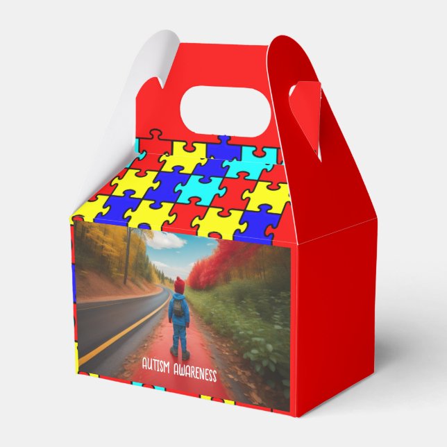 Caja Para Regalos Autism Awareness Gable Favor Box (Front Side)