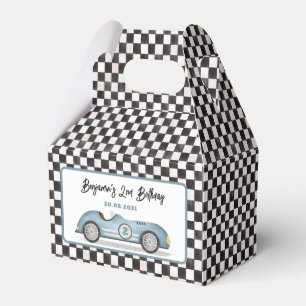 Caja Para Regalos Auto de la carrera azul Retro Dos niño rápido Segu