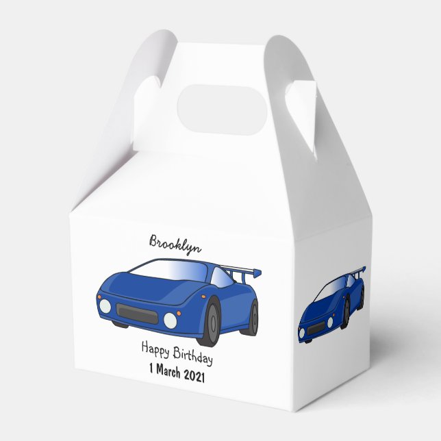 Caja Para Regalos Autobús deportivo azul con ilustracion aéreo (Front Side)