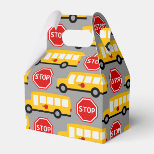 Caja Para Regalos Autobús escolar y Rótulo de parada