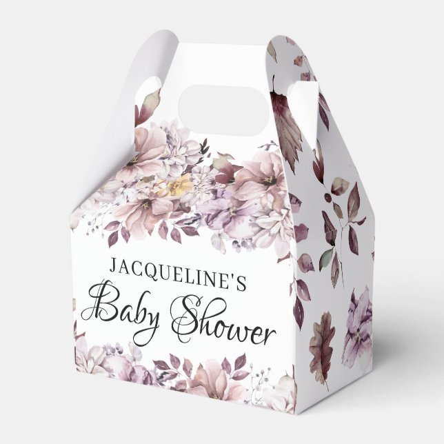 Caja Para Regalos Autumn Elegant Purple Flowers Baby Shower (Front Side)