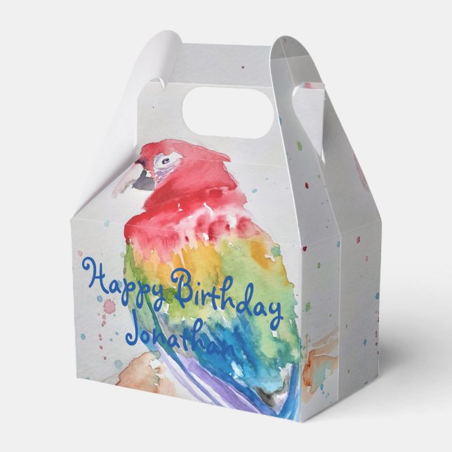 Caja Para Regalos Ave de loro arcoiris Pájaro Cumpleaños Cake Favor  (Front Side)