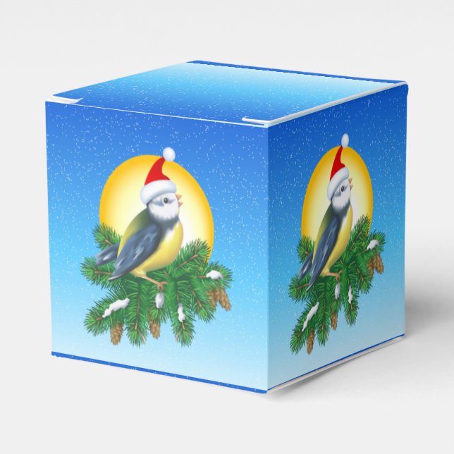 Caja Para Regalos Ave en Santa Hat (Costado Anverso)