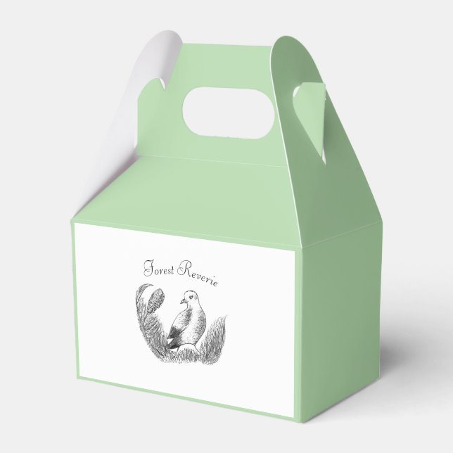 Caja Para Regalos Ave Jardín Vintage - Floral Monocroma (Front Side)