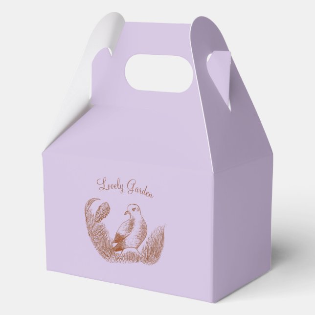 Caja Para Regalos Ave Jardín Vintage - Retro Floral Monocromo (Anverso)