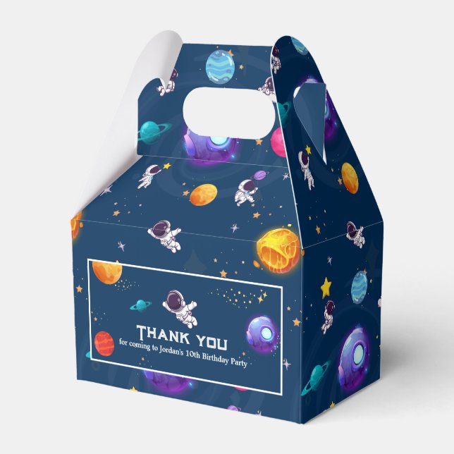 Caja Para Regalos Aventura espacial: Astronautas Azules Fiesta de cu (Front Side)