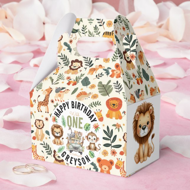 Caja Para Regalos Aventura salvaje de una jungla 1er cumpleaños (Boda)
