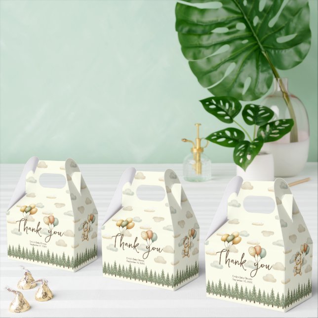 Caja Para Regalos Aventuras del oso flotante Baby Shower Gracias (Múltiple)