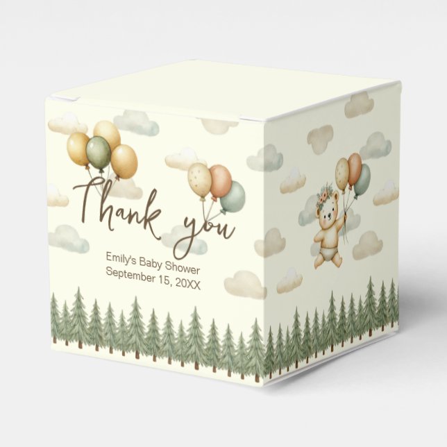 Caja Para Regalos Aventuras del oso flotante Baby Shower Gracias (Costado Anverso)