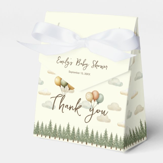 Caja Para Regalos Aventuras del oso flotante Baby Shower Gracias (Front Side)