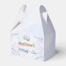 Avión azul retro lindo primer cumpleaños