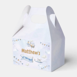 Caja Para Regalos Avión azul retro lindo primer cumpleaños