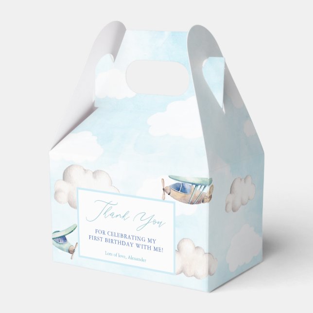 Caja Para Regalos Aviones Nubes Blancas Blue Sky Baptism Cumpleaños (Front Side)
