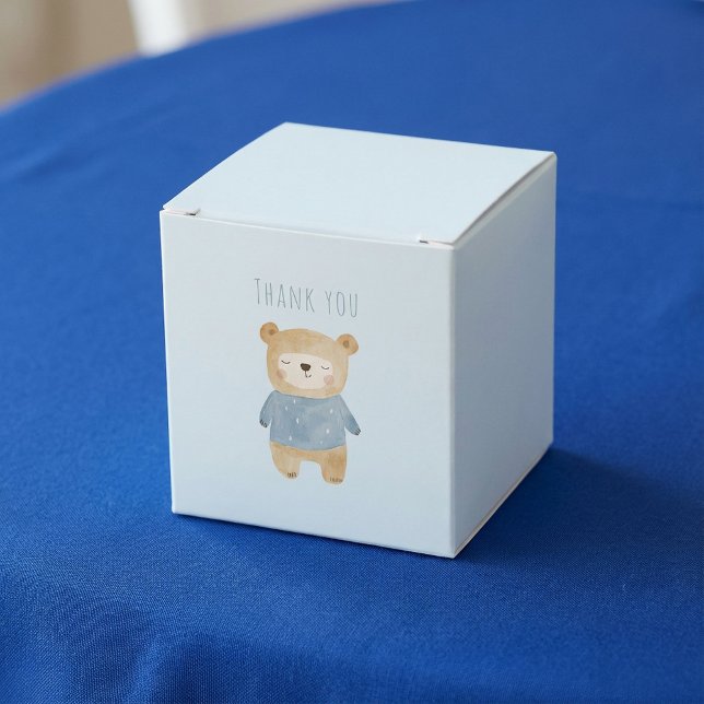 Caja Para Regalos Azul acuarela lindo oso es un niño (Blue Watercolor cute bear it's a boy Favor Boxes.)