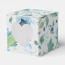 Caja Para Regalos Azul acuarela sobre flor gris claro