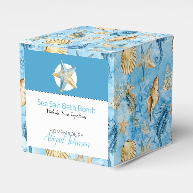 Caja Para Regalos Azul acuarela Starfish Margen de protección Bomba  (Costado Anverso)