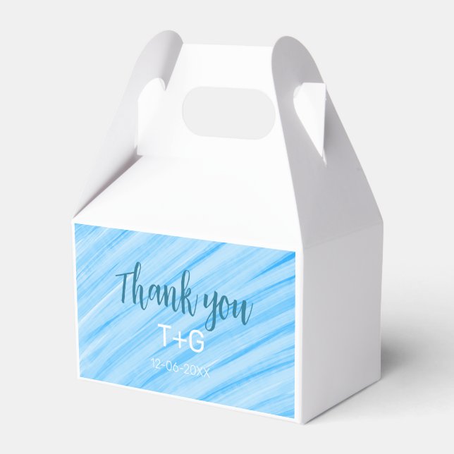 Caja Para Regalos Azul cielo gracias agregar nombre de la pareja fec (Front Side)