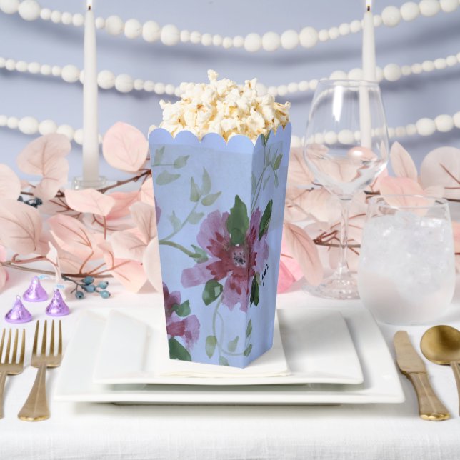 Caja Para Regalos Azul Claro Y Borgoña (Boda)