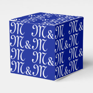 Caja Para Regalos azul cobalto monograma de Iniciales de pareja pers