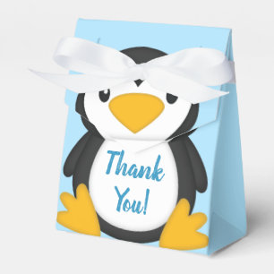 Caja Para Regalos Azul de Baby Shower pingüino
