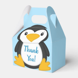 Caja Para Regalos Azul de Baby Shower pingüino